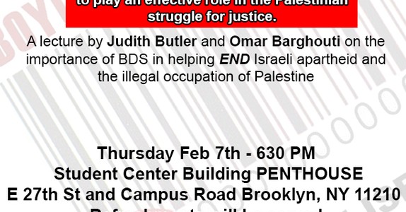 Please note: if you have not RSVP’d, this event is now closed to non-Brooklyn College students. Brooklyn College students for Justice in Palestine presents BDS (Boycotts, Divestment, Sanctions) Movement for […]