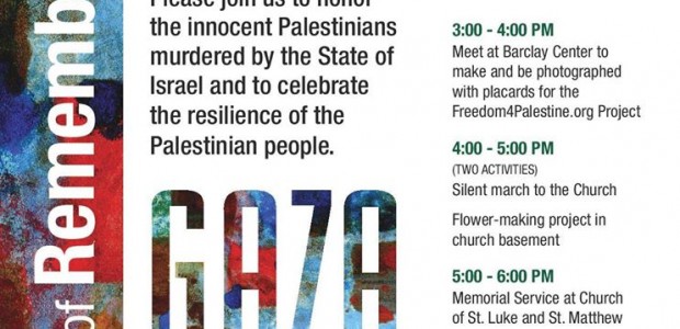 A Day of Remembrance – Gaza August 10, 2014 Facebook: https://www.facebook.com/events/553918528067591/ We will honor the innocent people murdered in Gaza by Israel and celebrate the resilience of the Palestinian people. Below […]