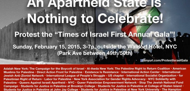 Save the date! Join Al-Awda NY: The Palestine Right to Return Coalition and allies to preform creative street action in protest against the Times of Israel’s annual gala. Sunday, February 15, […]